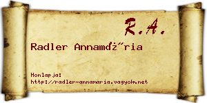 Radler Annamária névjegykártya